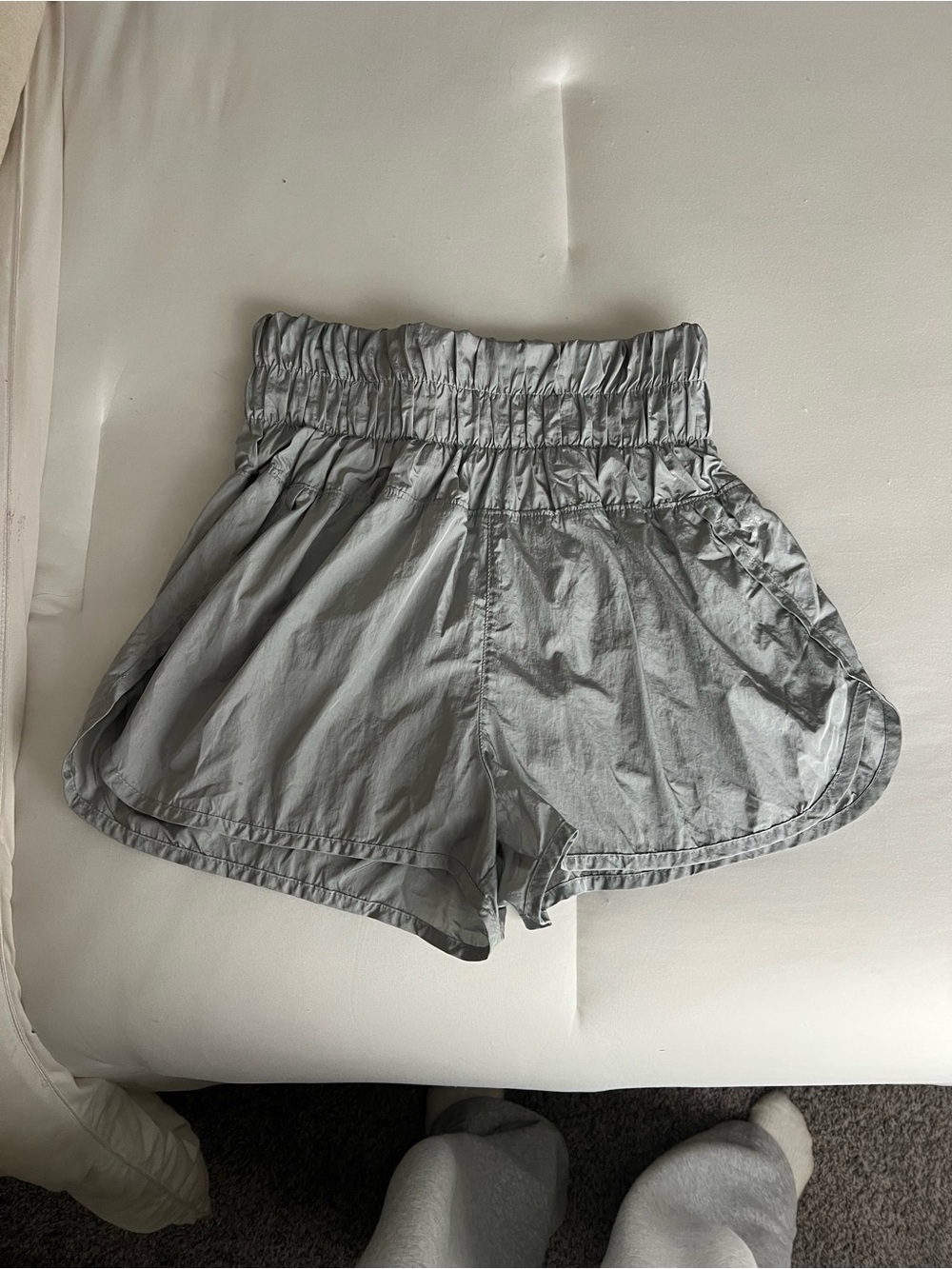 FP Movement by Free People Metallic Silver High-Rise Athletic Shorts